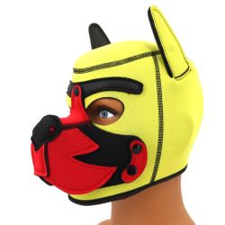 Kinky Puppy Cagoule Puppy Fox Néoprène Jaune-Rouge